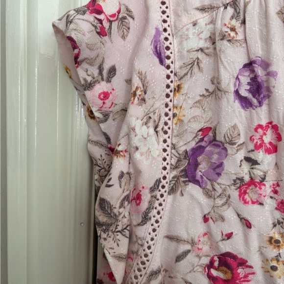 Women’s Buffalo David Bitton Pink Floral Cap Sleeve Blouse size XL - Picture 4 of 8